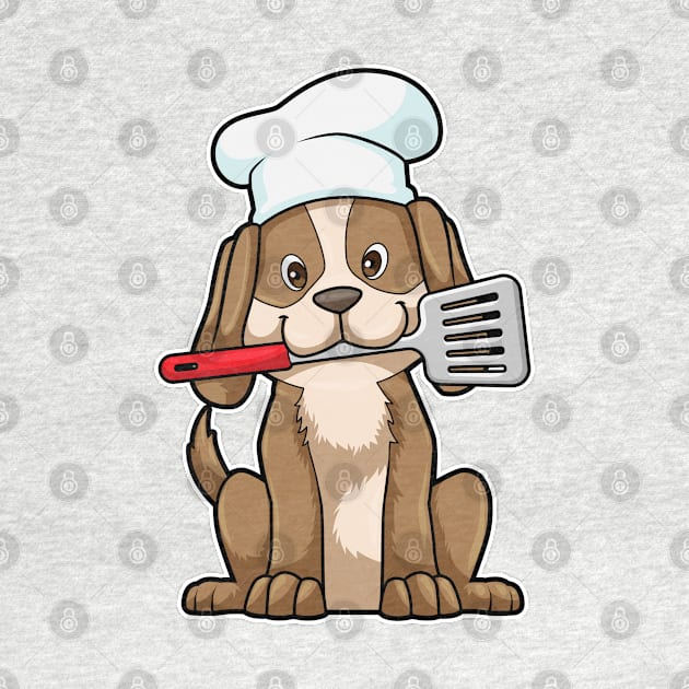 Dog as Cook with Chef's hat & Spatula by Markus Schnabel